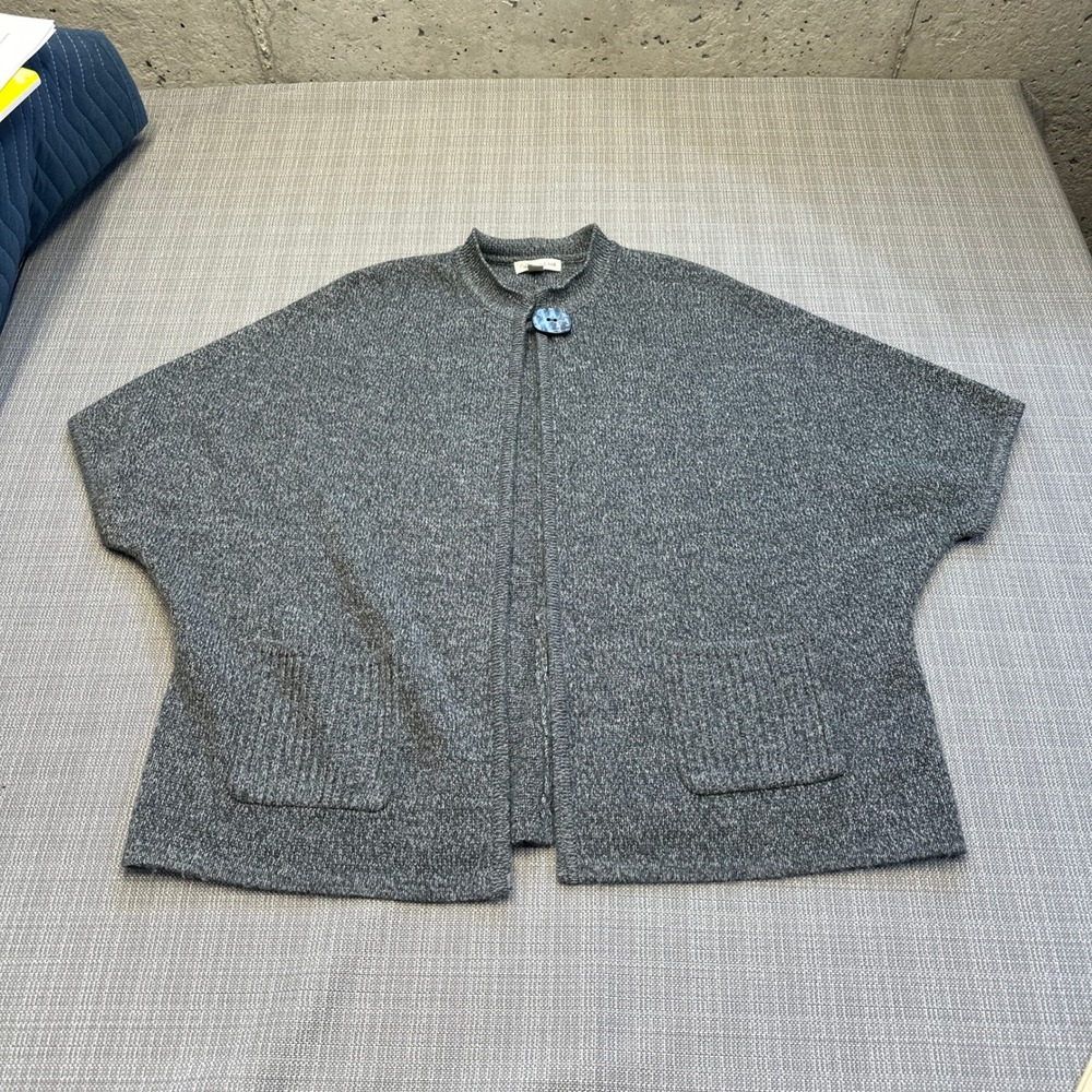 Lagenlook Marled Knit Cardigan Sweater XL Oversized Cocoon Gray Relaxed‎ Boho